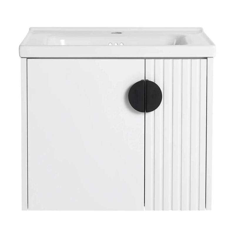 24"/28" White Bathroom Vanity with Sink - Compact Design with Soft Close Door for Small Spaces