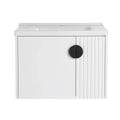 28 inch single floating vanity front view with white finish and fluted panel detail | Ace Decor