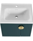 24 inch green bathroom vanity with sink featuring integrated ceramic basin and overflow | Ace Decor