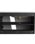 32" wide bathroom vanity back interior view with storage shelf | Ace Decor