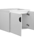 Single floating vanity 28 inch with soft-close door and open interior storage space | Ace Decor