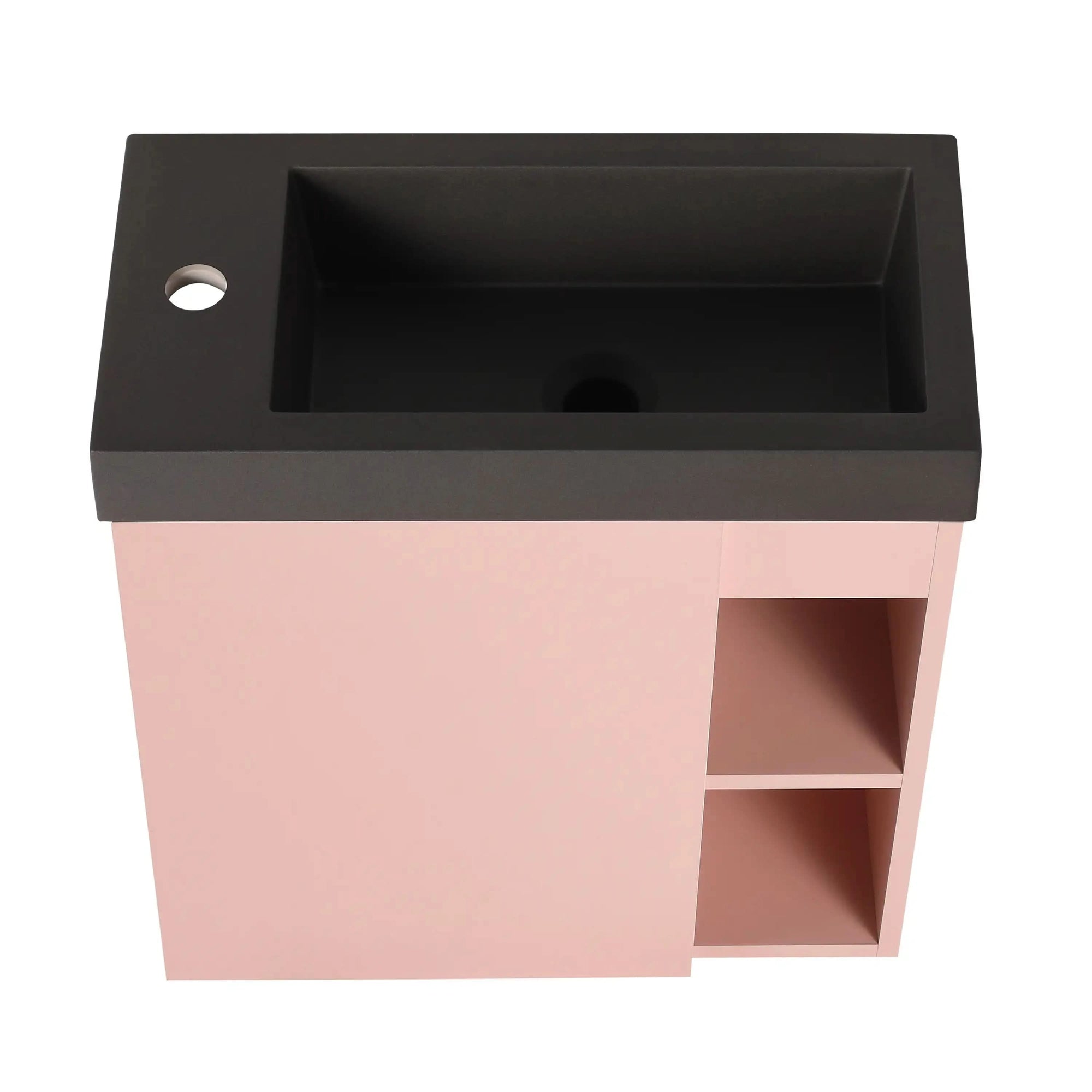 20" Floating Wall-Mounted Bathroom Vanity with White Resin Sink & Soft-Close Door color: Pink+Black