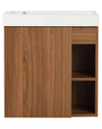 20" Floating Wall-Mounted Bathroom Vanity with White Resin Sink & Soft-Close Door color: Walnut