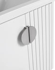 Brushed nickel handle detail on floating bathroom vanity 24 inch | Ace Decor