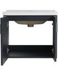 24 inch bathroom black vanity with integrated ceramic sink and fluted front panel | Ace Decor