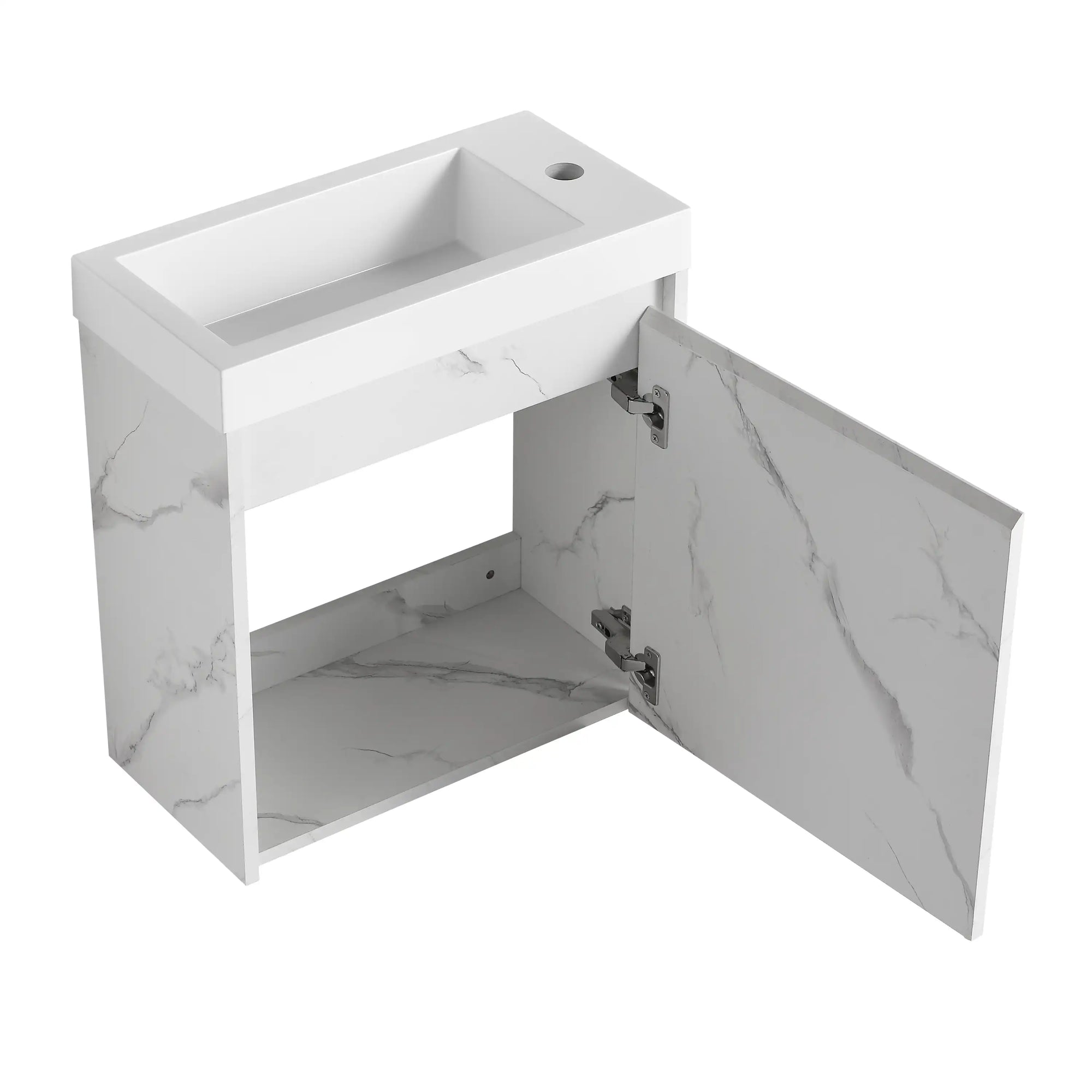 20 inch bathroom vanity with sink open cabinet storage view | Ace Decor