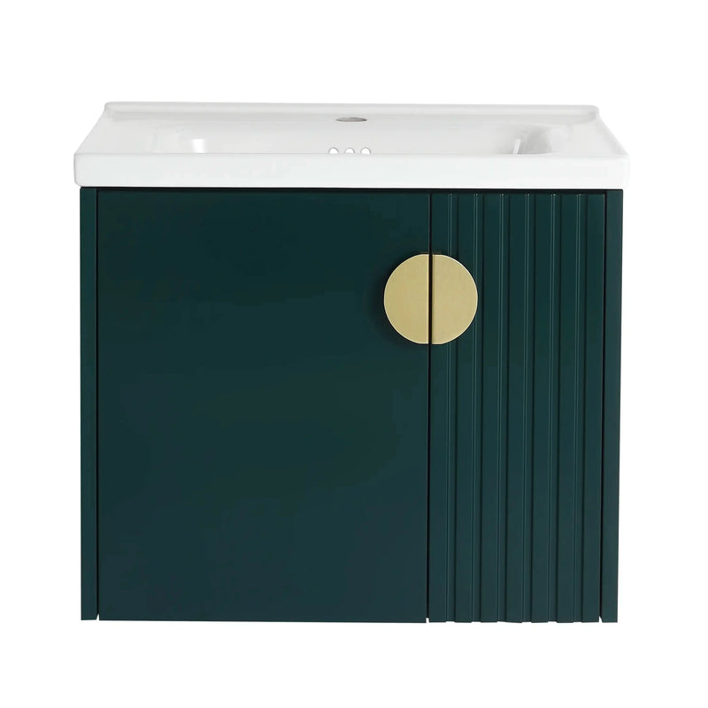 24"/28" Green Bathroom Vanity with Sink - Compact Design with Soft Close Door for Small Spaces