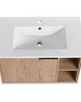 30 Inch Freestanding Bathroom Vanity with Gel Sink, Soft-Close Door & 2/3 Soft-Close Drawers color: Imitative Oak