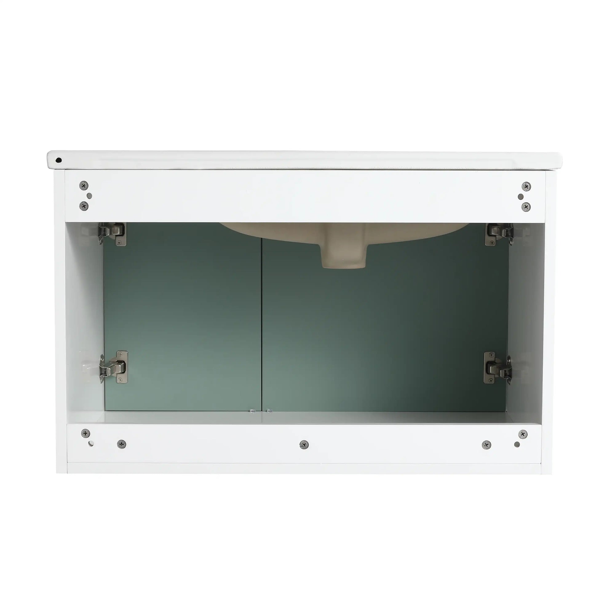 Interior back view of 36 bathroom vanity sink cabinet | Ace Decor