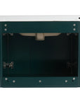Green bathroom vanity with sink, 24 inch floating cabinet interior view highlighting plumbing space and durable construction | Ace Decor
