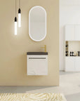 20" Floating Wall-Mounted Bathroom Vanity with White Resin Sink & Soft-Close Door color: White+Black