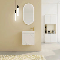 20" Floating Wall-Mounted Bathroom Vanity with White Resin Sink & Soft-Close Door color: White