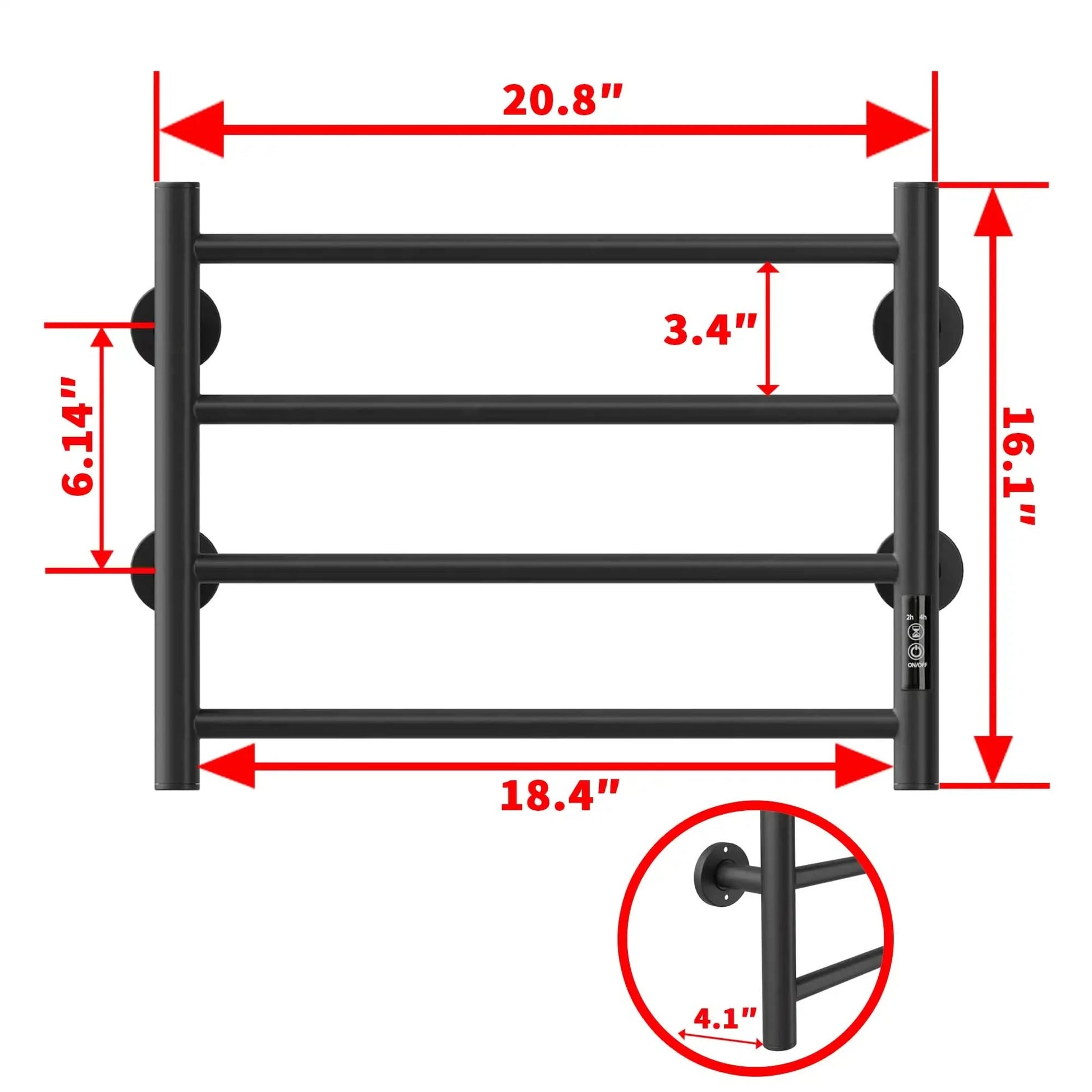 Black Electric Heated Towel Warmer - 4-Bar Stainless Steel Rack for Warm, Dry Towels color: Black