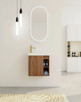 20" Floating Wall-Mounted Bathroom Vanity with White Resin Sink & Soft-Close Door color: Walnut