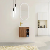 20" Floating Wall-Mounted Bathroom Vanity with White Resin Sink & Soft-Close Door color: Walnut