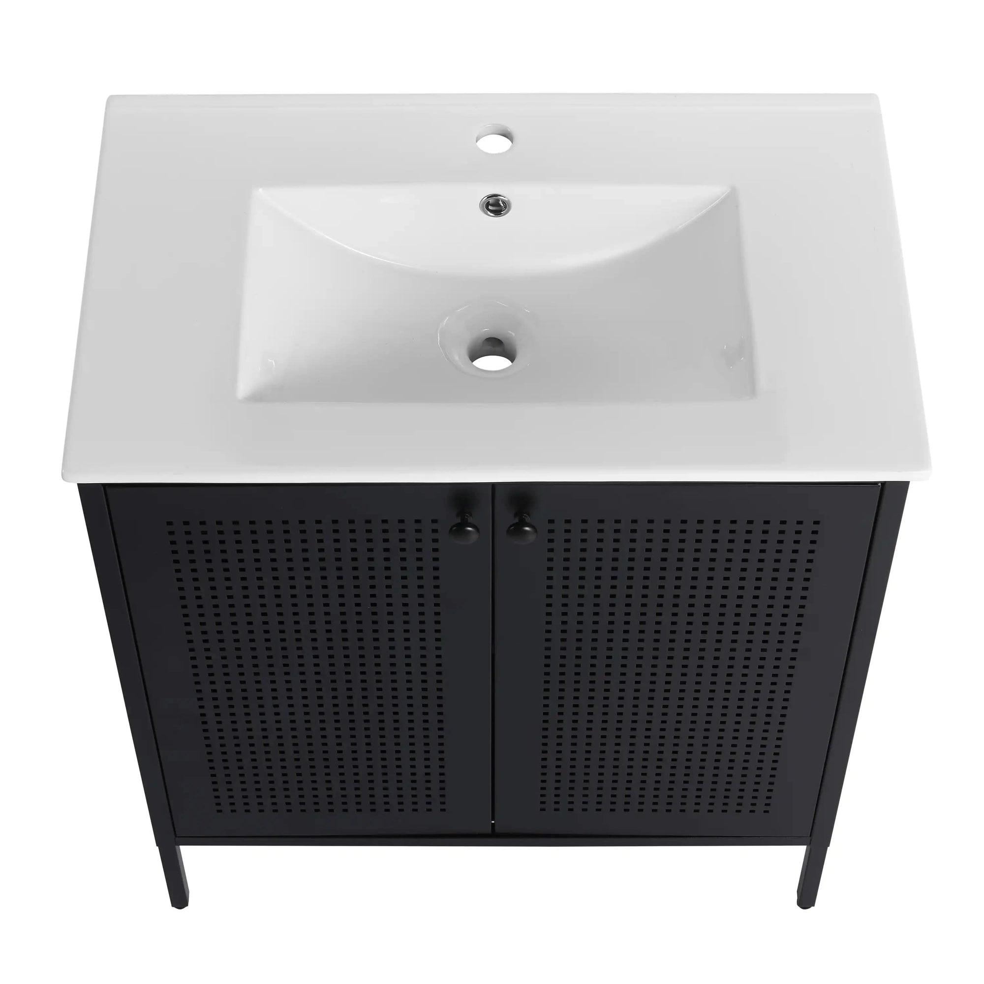 30-Inch Freestanding Bathroom Vanity with Ceramic Sink – Modern &amp; Stylish color: Black