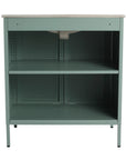 Interior storage of 30" mint green 30 inch bathroom vanity with legs showing adjustable shelf and spacious cabinet | Ace Decor
