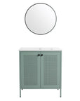 30" mint green 30 inch bathroom vanity with legs and round mirror, modern freestanding bathroom vanity | Ace Decor
