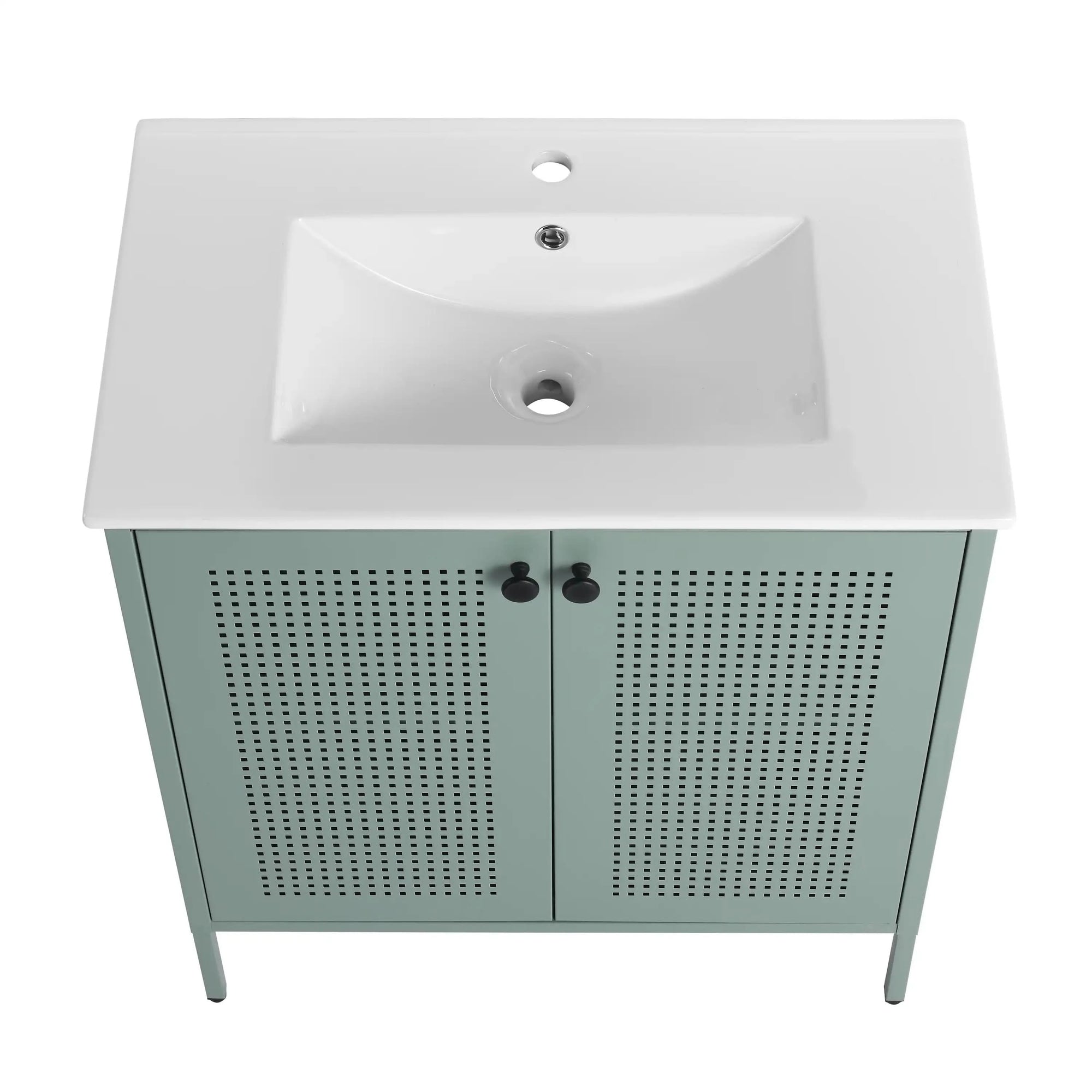 30-Inch Freestanding Bathroom Vanity with Ceramic Sink – Modern & Stylish color: Mint Green