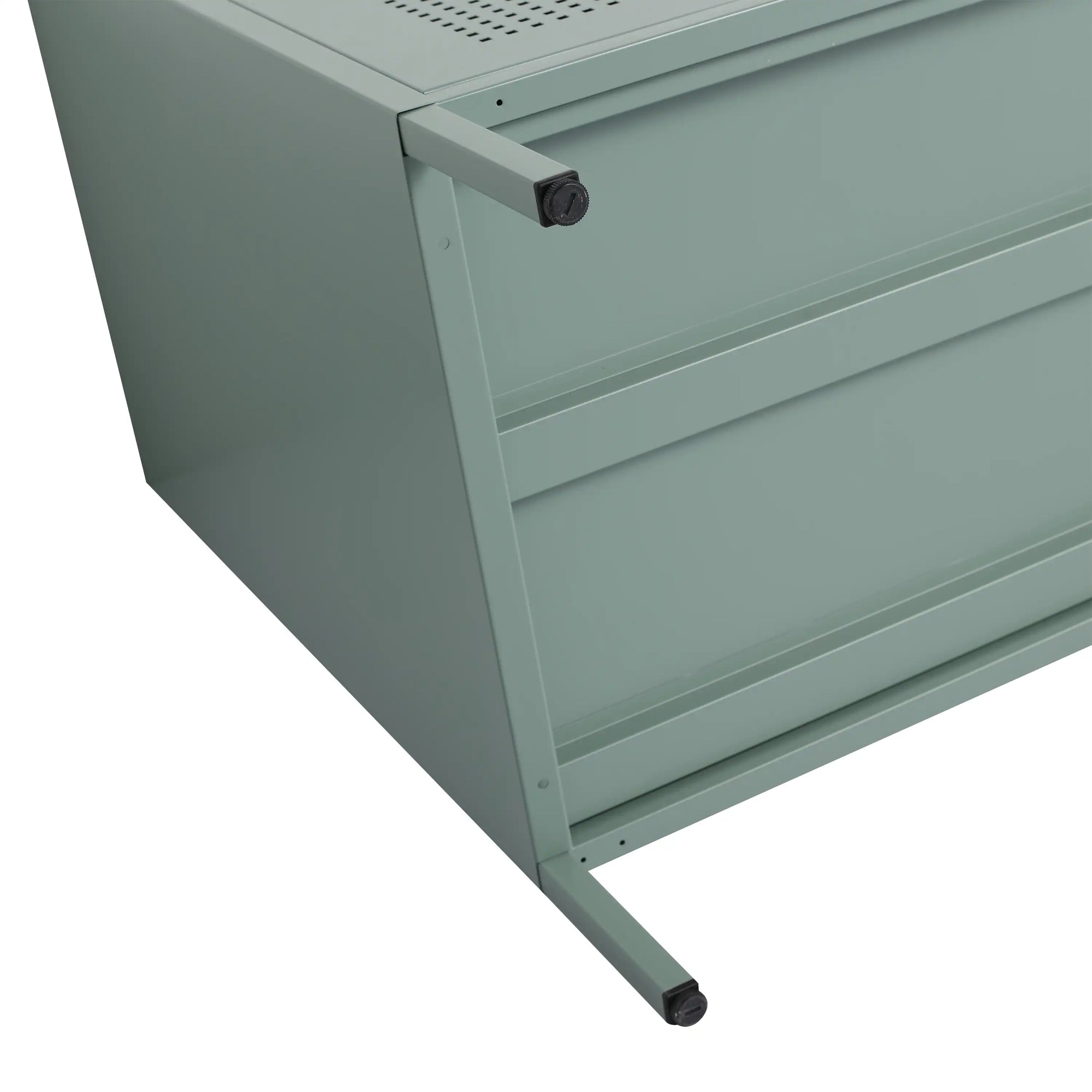 Bottom leg frame detail of 30" mint green 30 inch bathroom vanity with legs showing sturdy support | Ace Decor