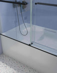 Frameless Bypass Bathtub Door 60" X 65" color:Matte Black