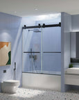 Frameless Bypass Bathtub Door 60" X 65" color:Matte Black