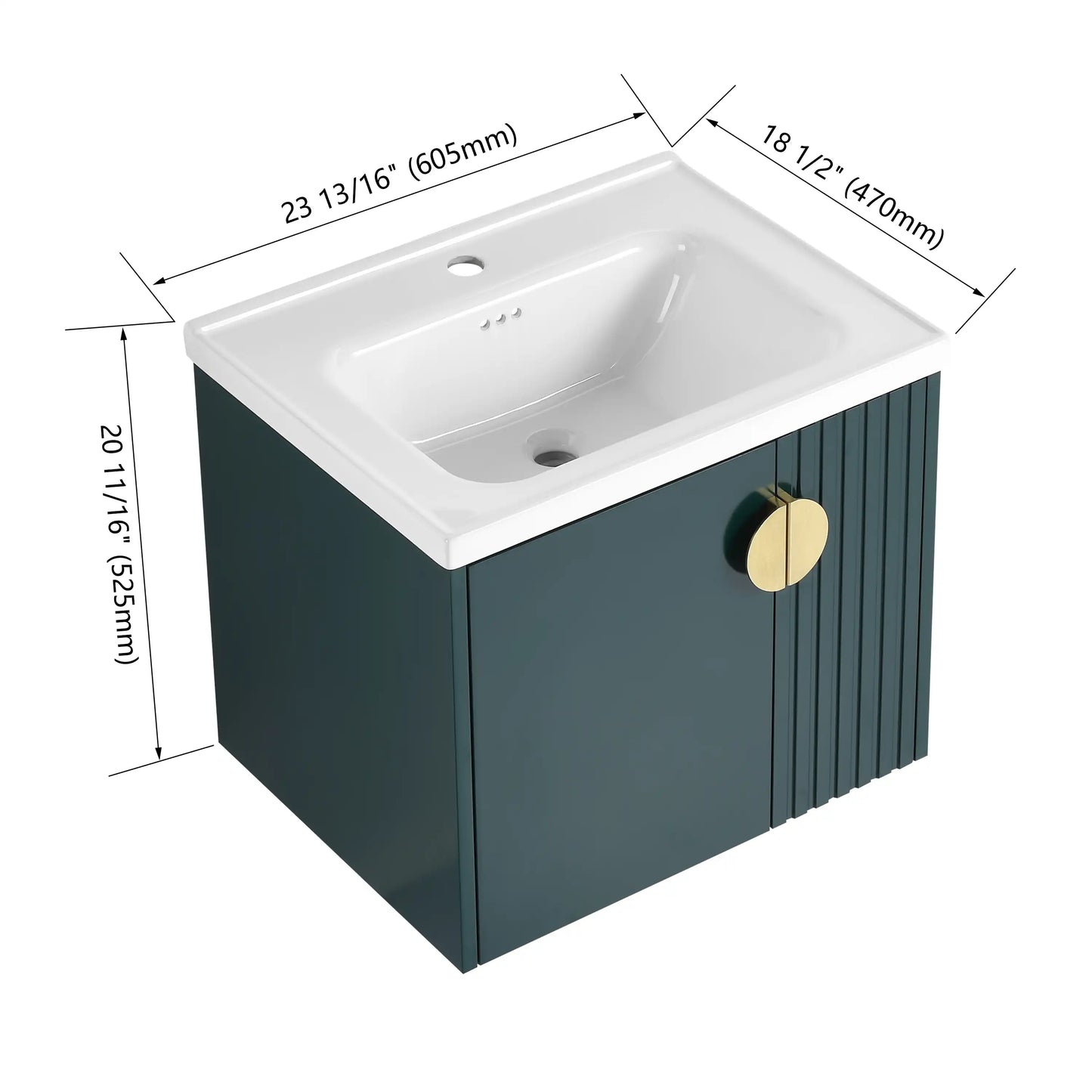 24" Bathroom Vanity with Sink - Compact Design with Soft Close Door for Small Spaces color: Green | size: 24 X 19