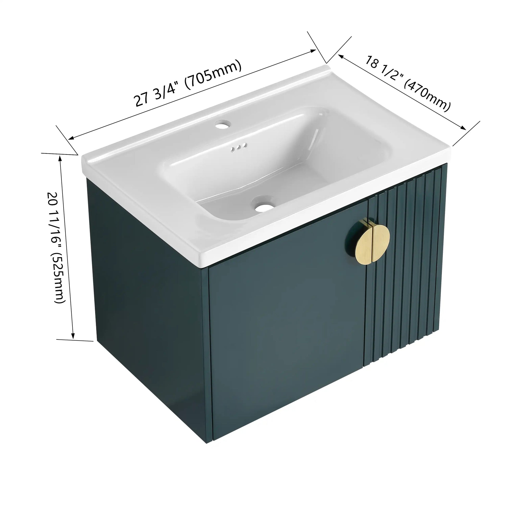 24" Bathroom Vanity with Sink - Compact Design with Soft Close Door for Small Spaces color: Green | size: 28 X 19