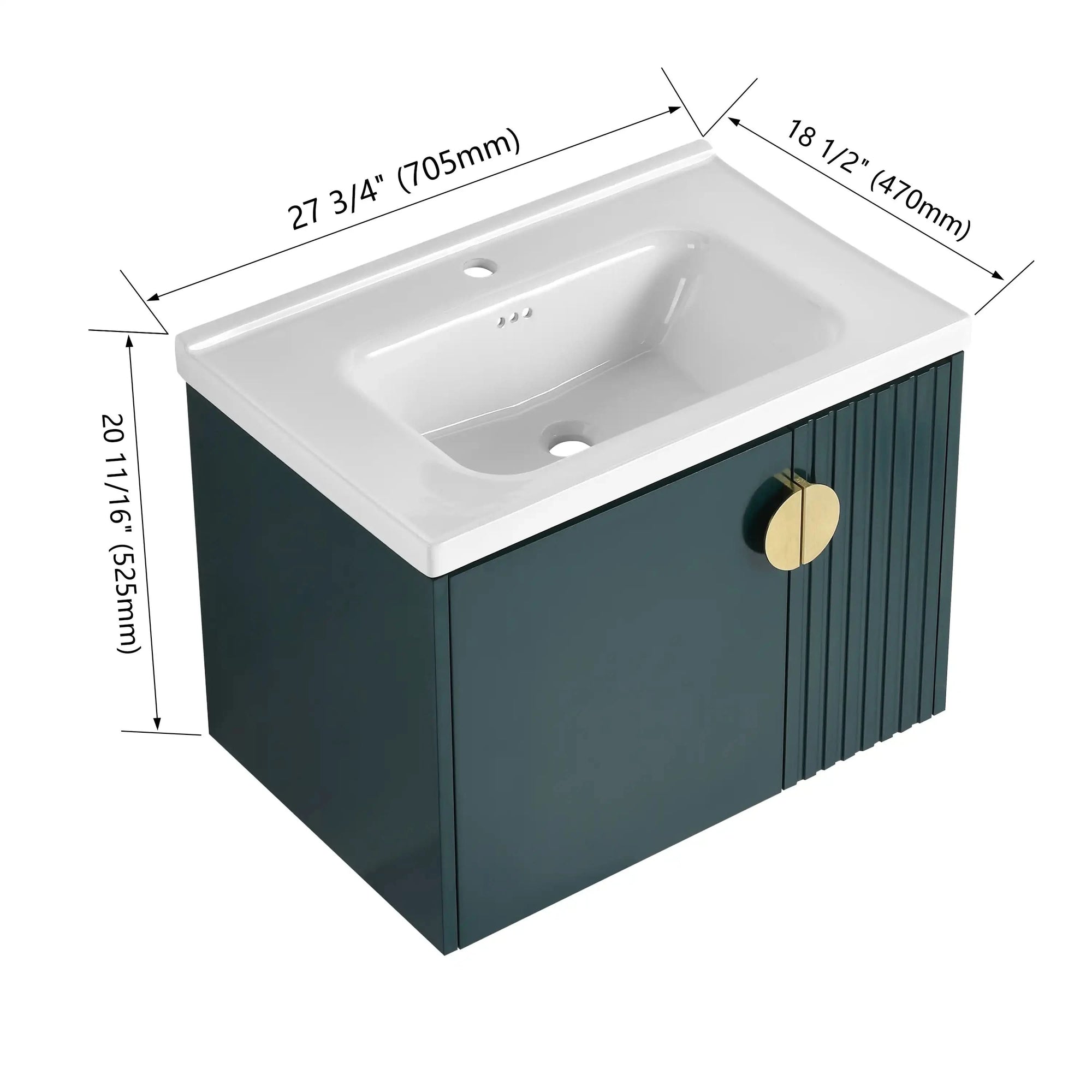 24&quot; Bathroom Vanity with Sink - Compact Design with Soft Close Door for Small Spaces color: Green | size: 28 X 19