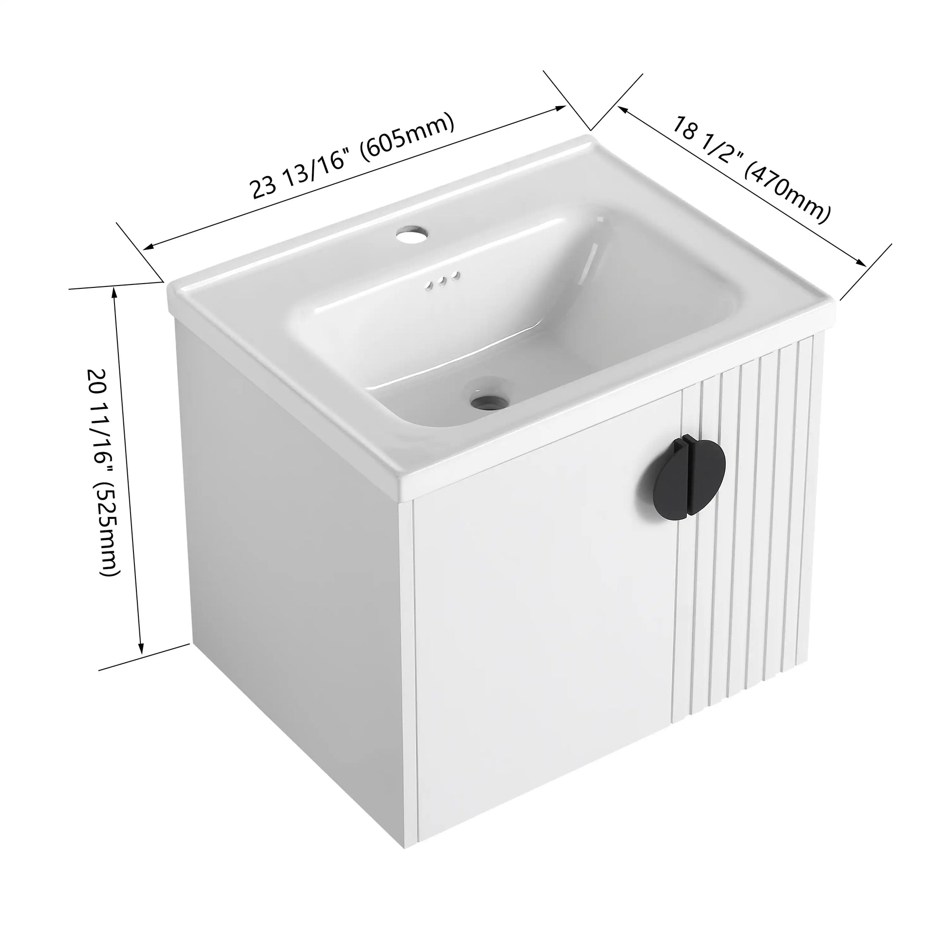 24" Bathroom Vanity with Sink - Compact Design with Soft Close Door for Small Spaces color: White | size: 24 X 19