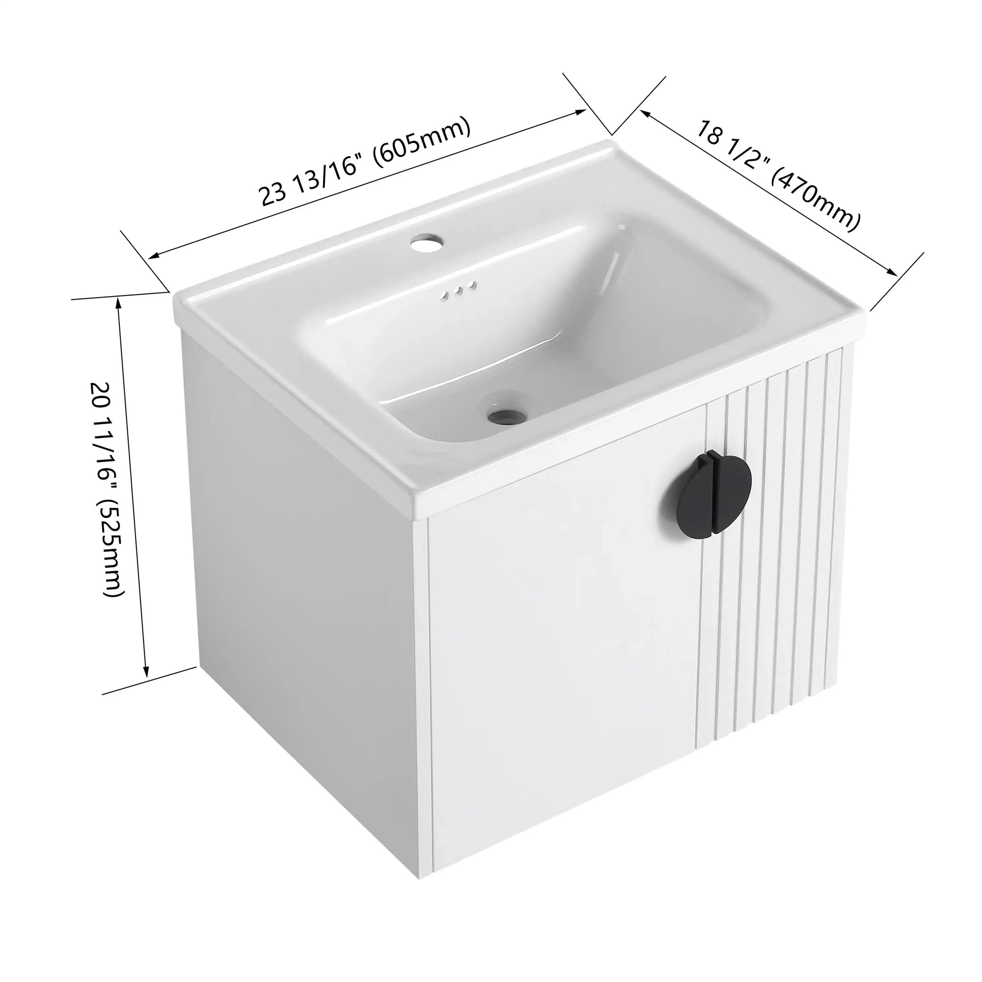 24" Bathroom Vanity with Sink - Compact Design with Soft Close Door for Small Spaces color: White | size: 24 X 19