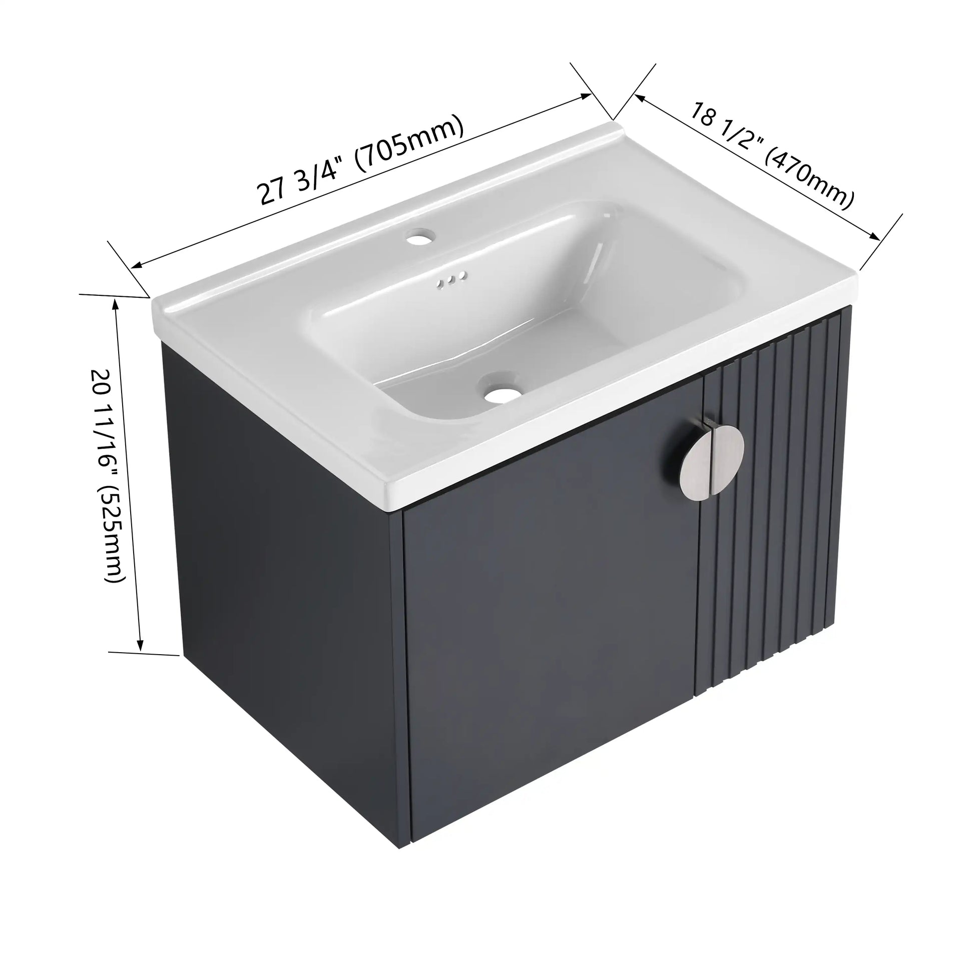 24" Bathroom Vanity with Sink - Compact Design with Soft Close Door for Small Spaces color: Black | size: 28 X 19