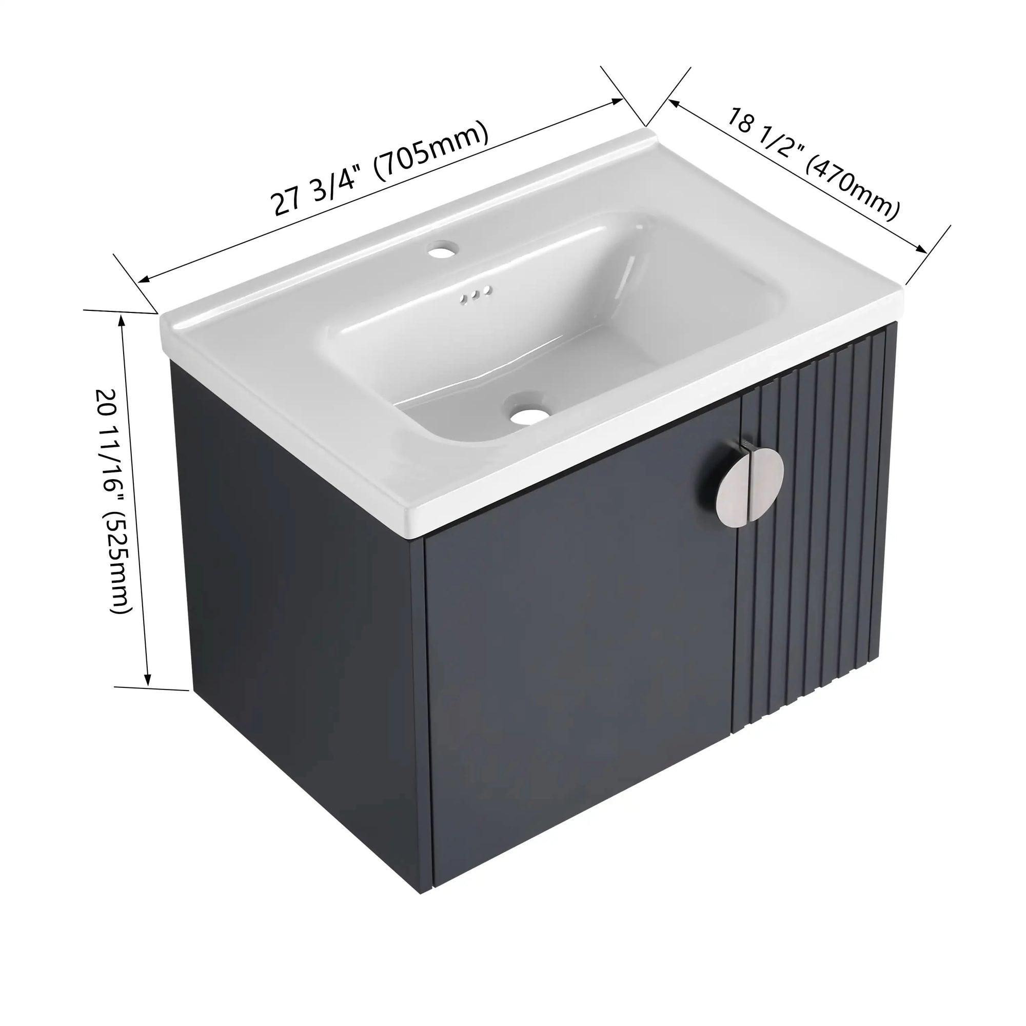 24&quot; Bathroom Vanity with Sink - Compact Design with Soft Close Door for Small Spaces color: Black | size: 28 X 19