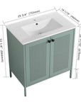 30-Inch Freestanding Bathroom Vanity with Ceramic Sink – Modern & Stylish color: Mint Green