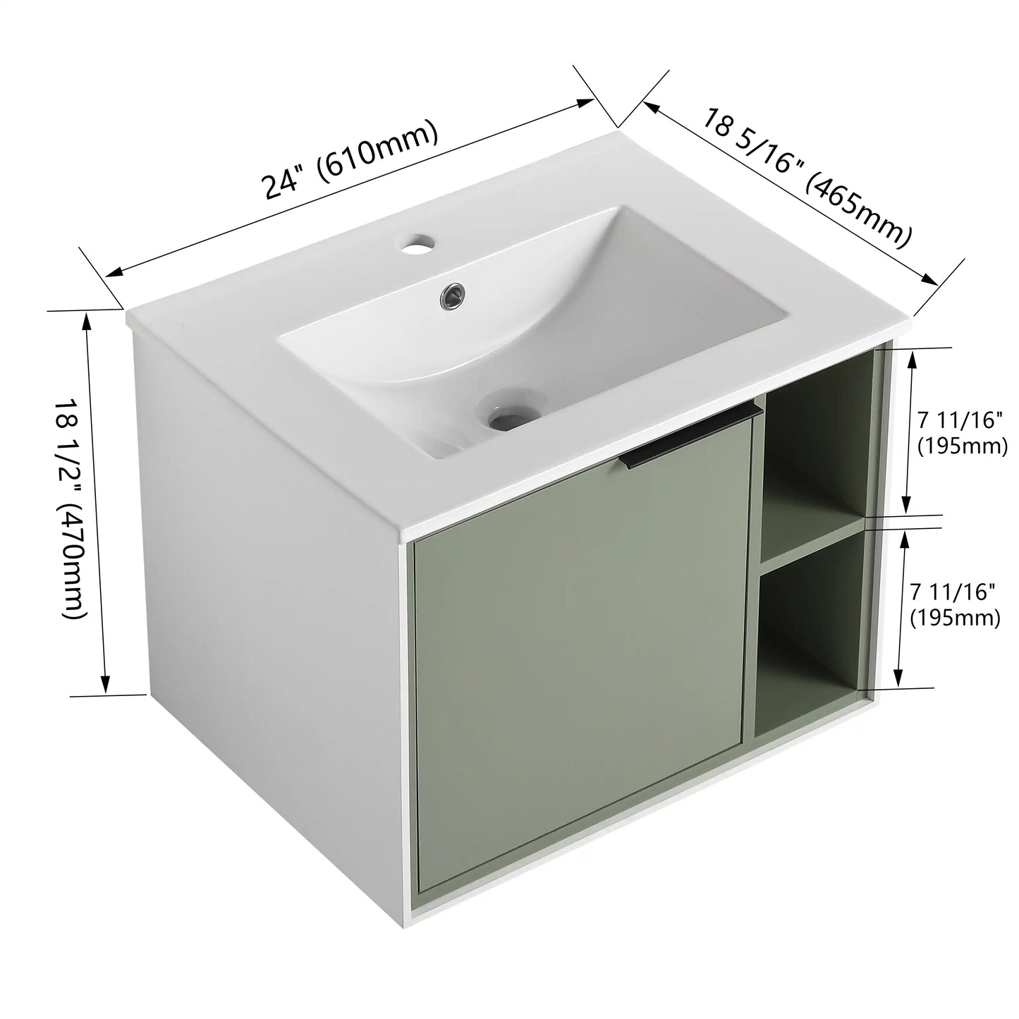 30 Inch Freestanding Bathroom Vanity with Gel Sink, Soft-Close Door & 2/3 Soft-Close Drawers color: Green