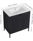 30-Inch Freestanding Bathroom Vanity with Ceramic Sink – Modern & Stylish color: Black