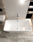 59" x 30" Contemporary Acrylic Rectangular Freestanding Tub color: White