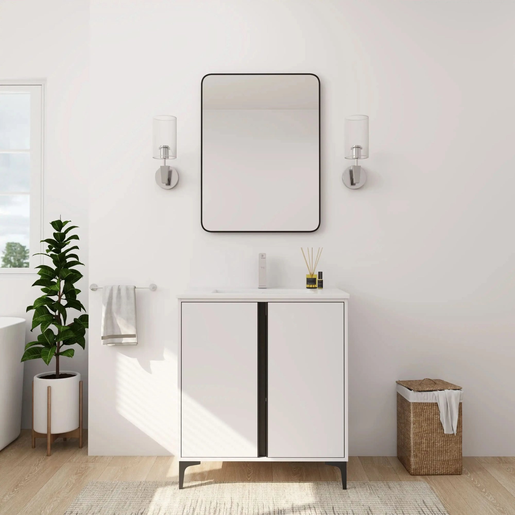 24" Freestanding Bathroom Vanity with Ceramic Sink - Modern & Compact Design color: White