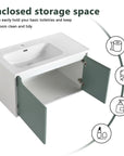Enclosed storage view of mint green 36 bathroom vanity sink | Ace Decor