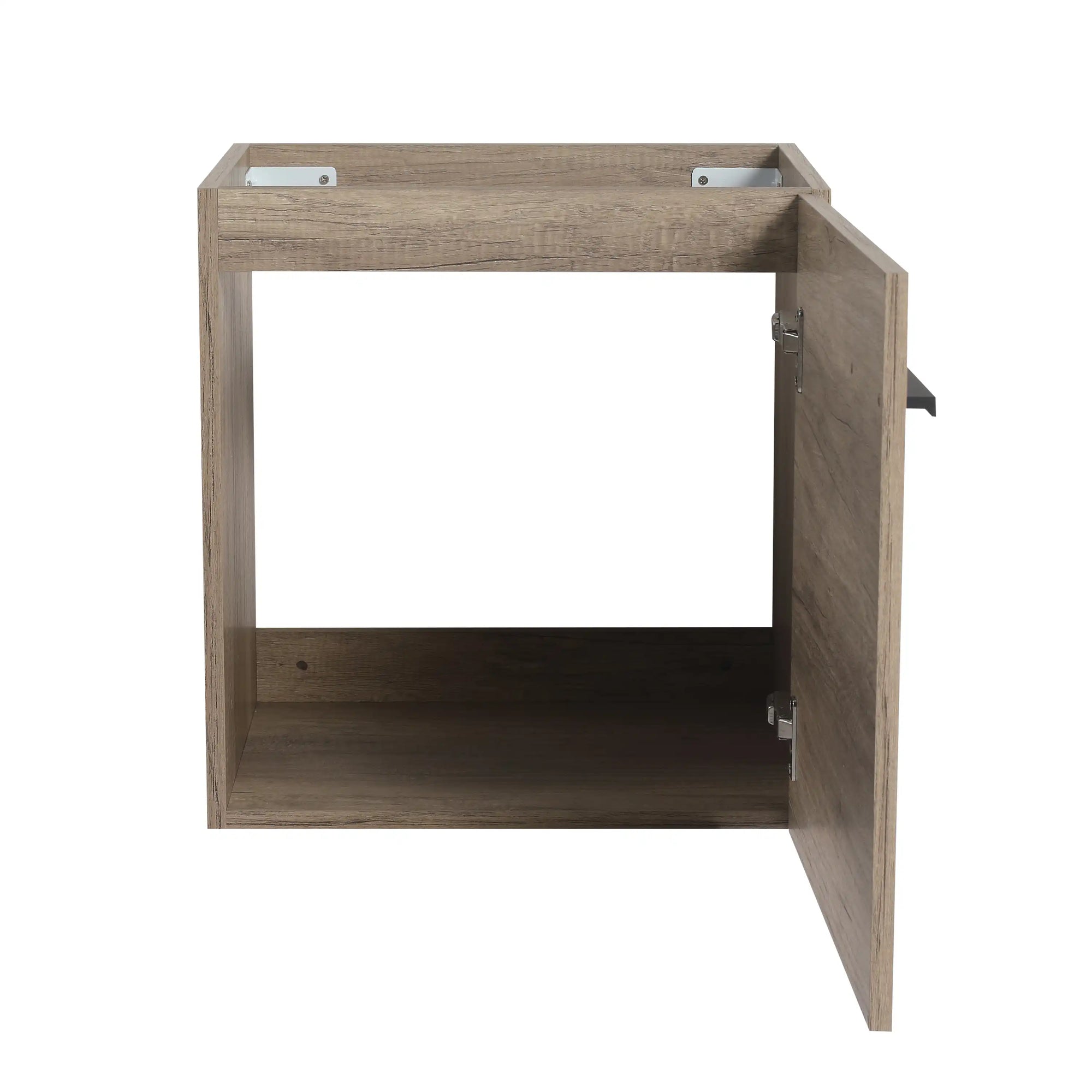 19&quot; Rustic Oak Wall-Mounted Bathroom Vanity with Ceramic Sink and Storage Cabinet
