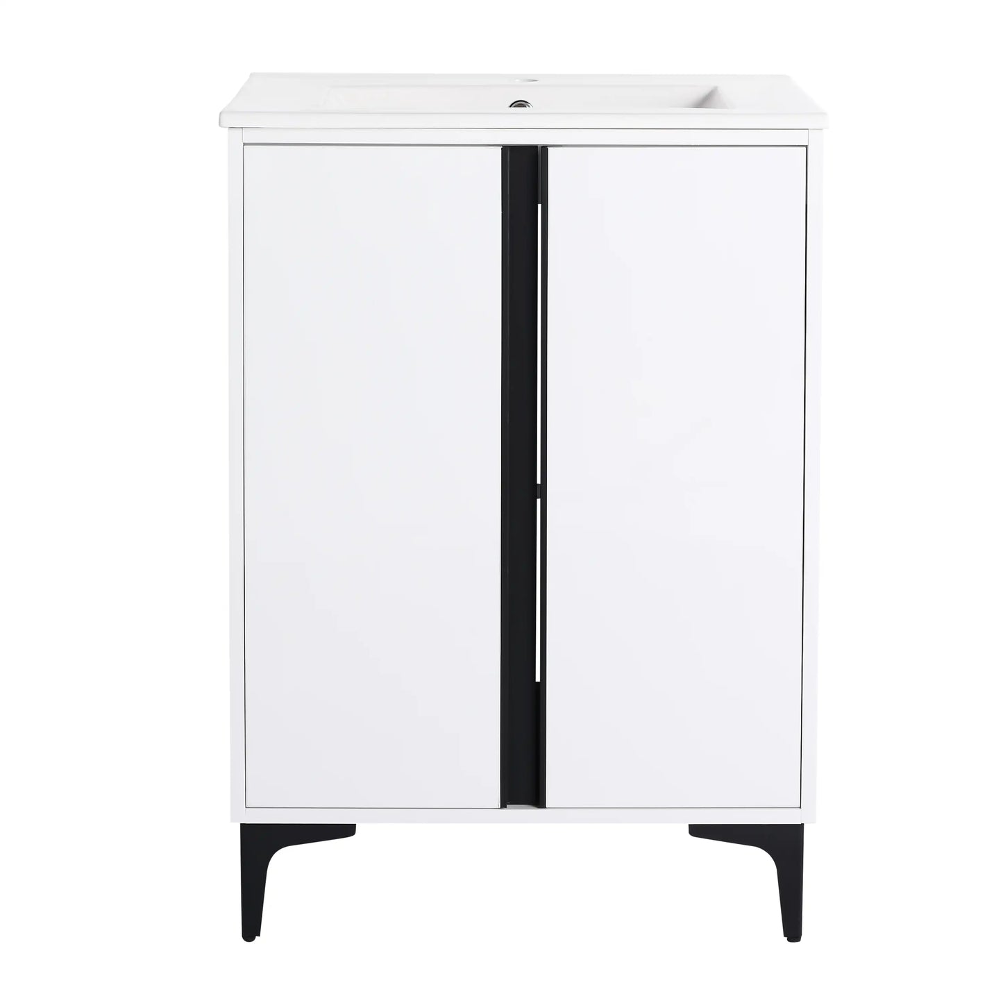 24" Freestanding Bathroom Vanity with Ceramic Sink - Modern & Compact Design color: White