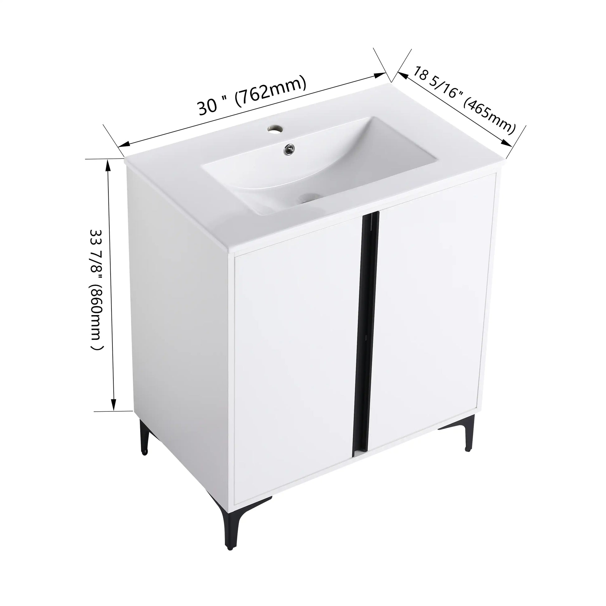 24" Freestanding Bathroom Vanity with Ceramic Sink - Modern & Compact Design color: White