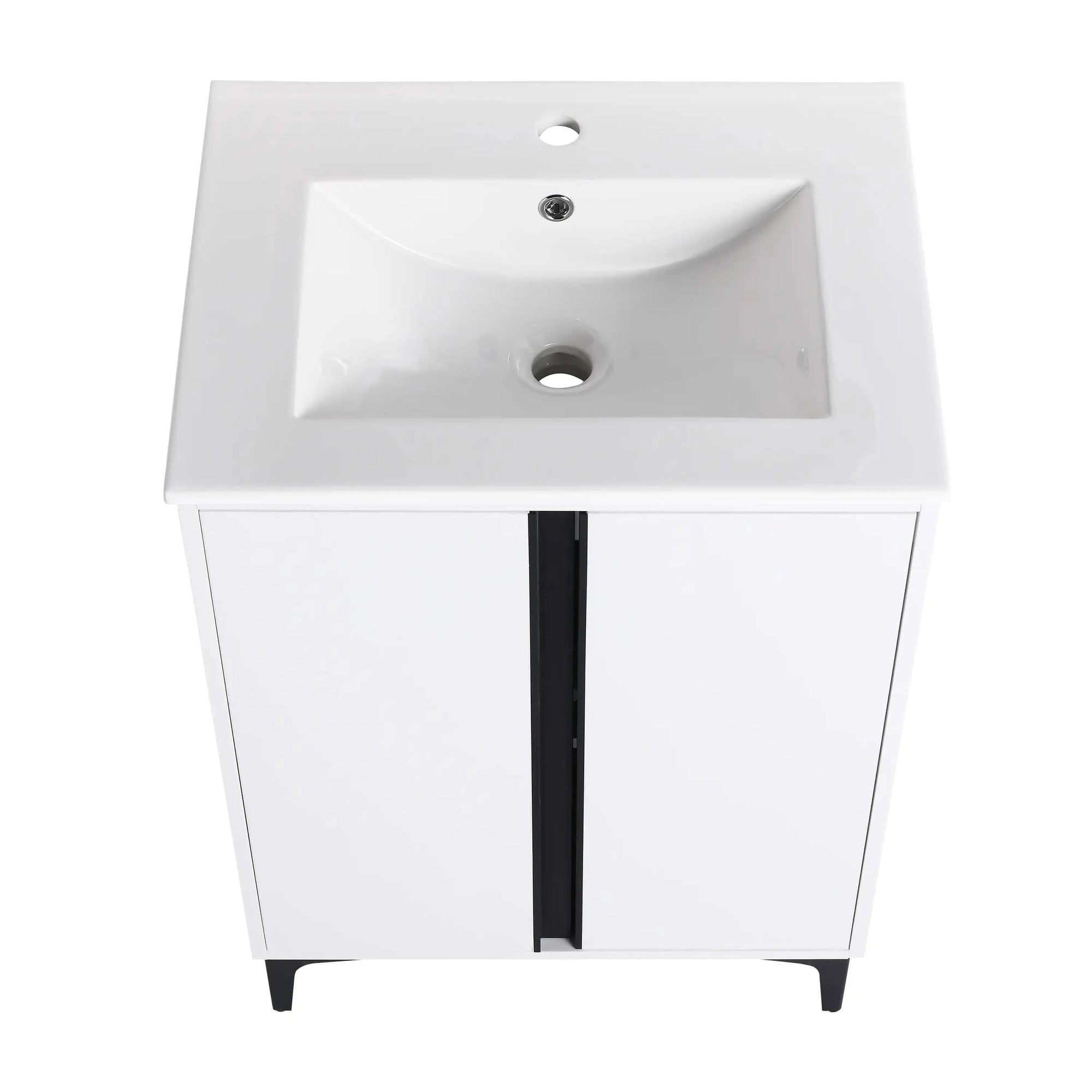 24" Freestanding Bathroom Vanity with Ceramic Sink - Modern & Compact Design color: White