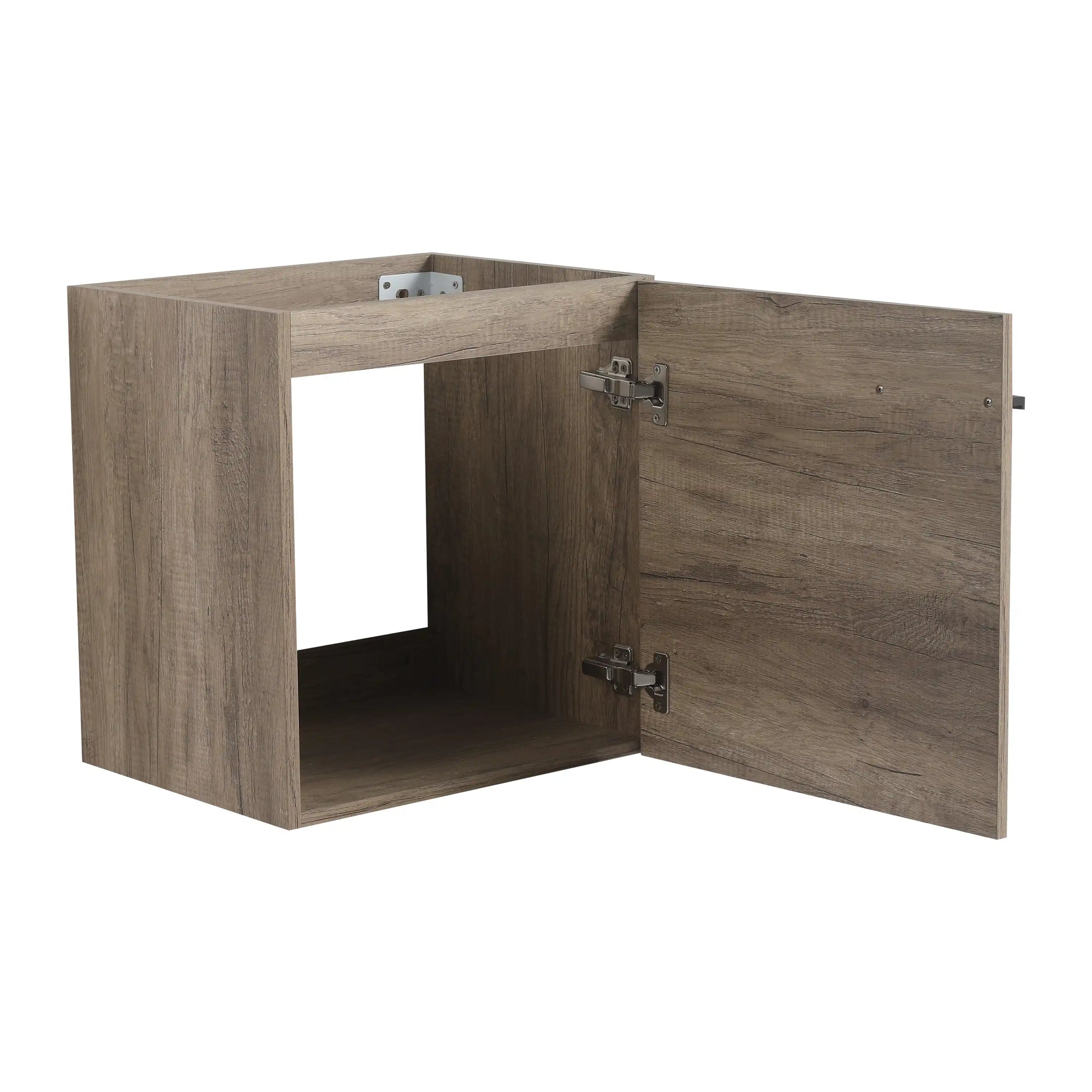 19" bathroom vanity space saver with open storage cabinet in rustic oak | Ace Decor