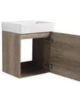 19" bathroom vanity space saver with open cabinet storage in rustic oak | Ace Decor