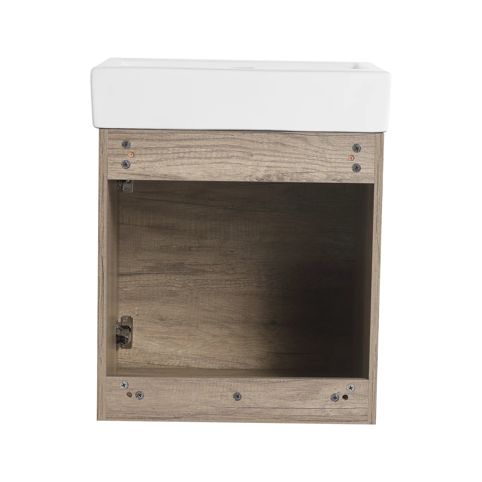 19" bathroom vanity space saver rear view with ceramic sink | Ace Decor