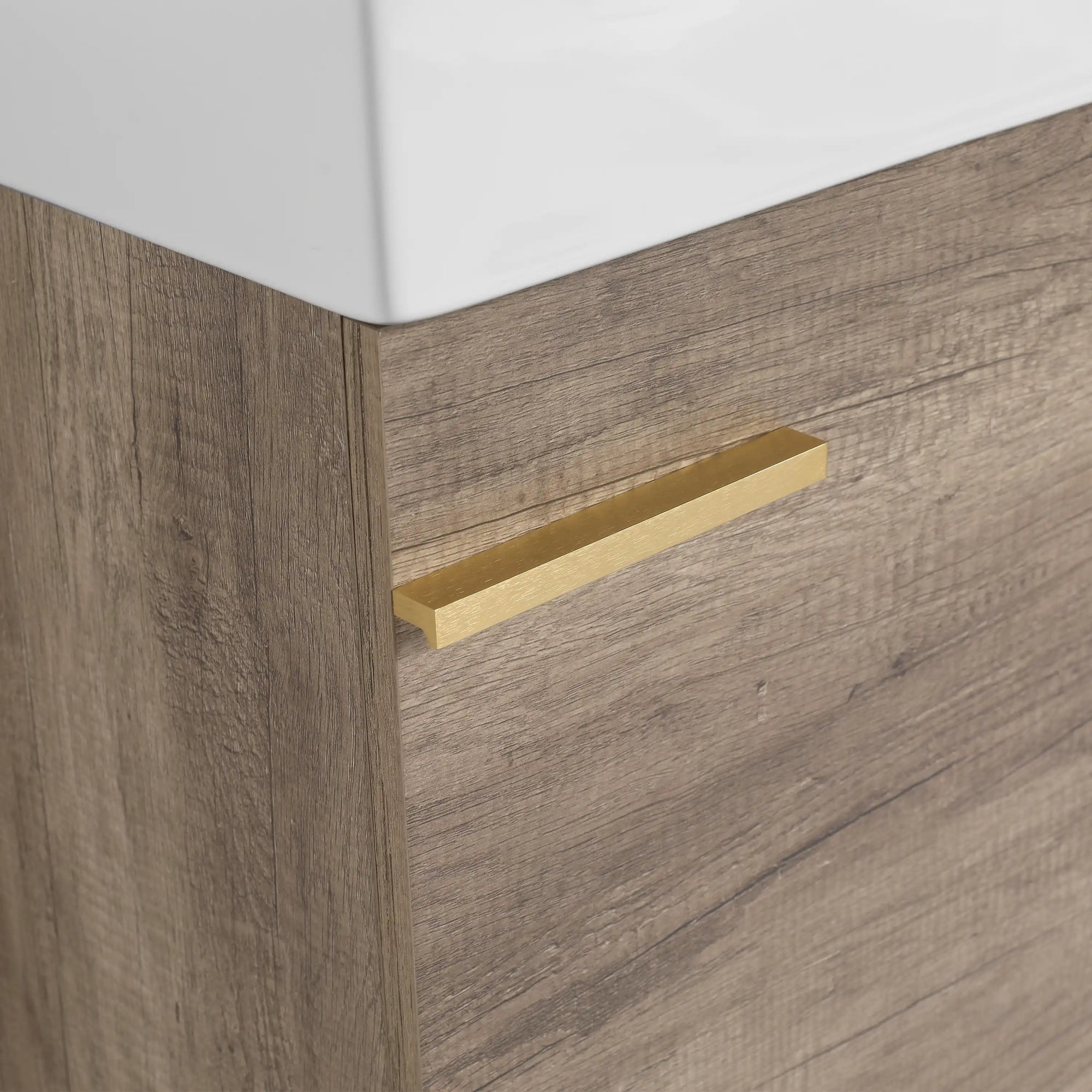 19&quot; Rustic Oak Wall-Mounted Bathroom Vanity with Ceramic Sink and Storage Cabinet
