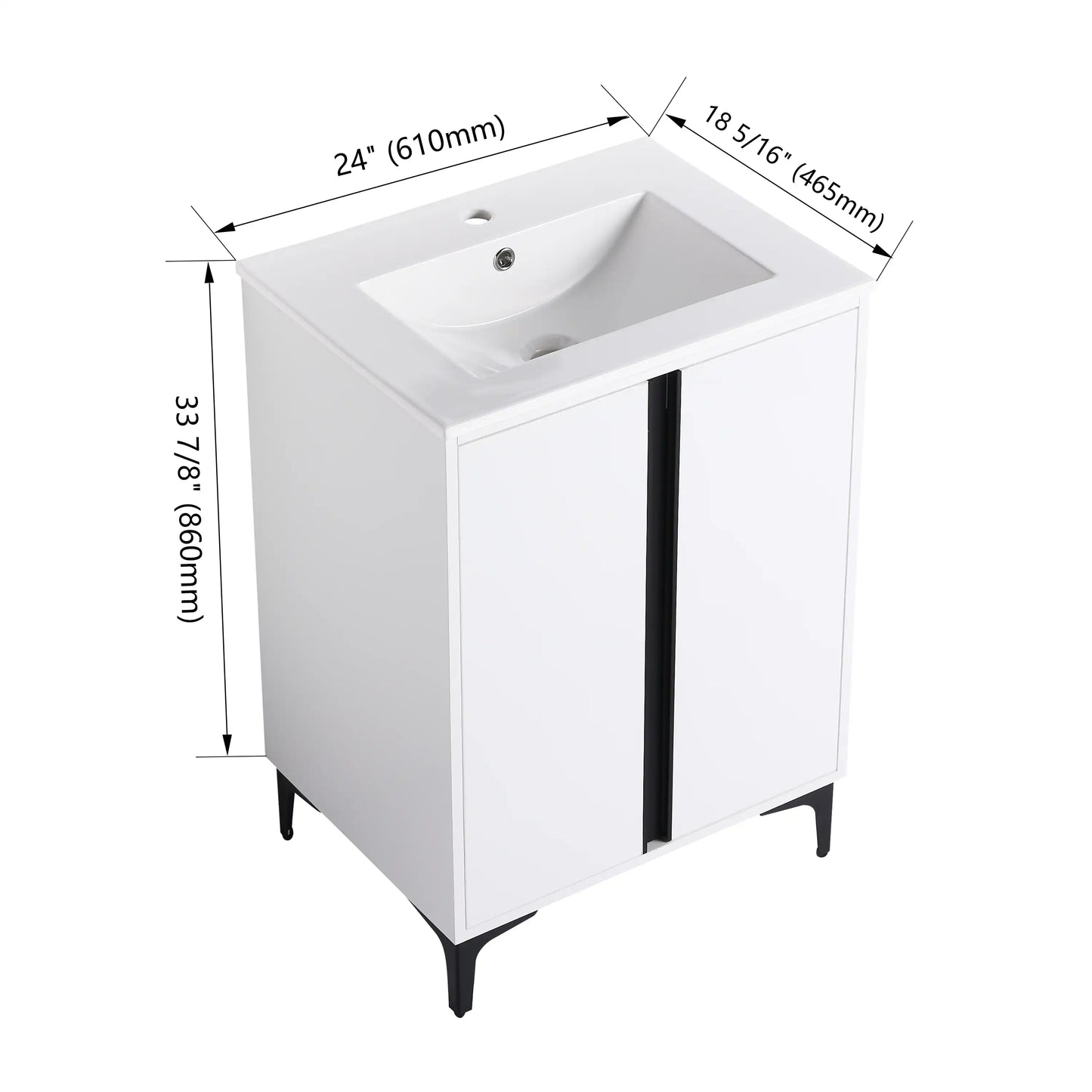 24" Freestanding Bathroom Vanity with Ceramic Sink - Modern & Compact Design color: White