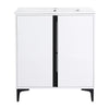 30" White Freestanding Bathroom Vanity with Ceramic Sink - Modern & Compact Design