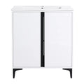 30" White Freestanding Bathroom Vanity with Ceramic Sink - Modern & Compact Design